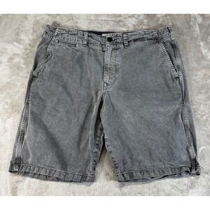 Lucky Brand Chino Shorts Mens 36 Grey Excellent Flat Front Cotton Twill 08-LA